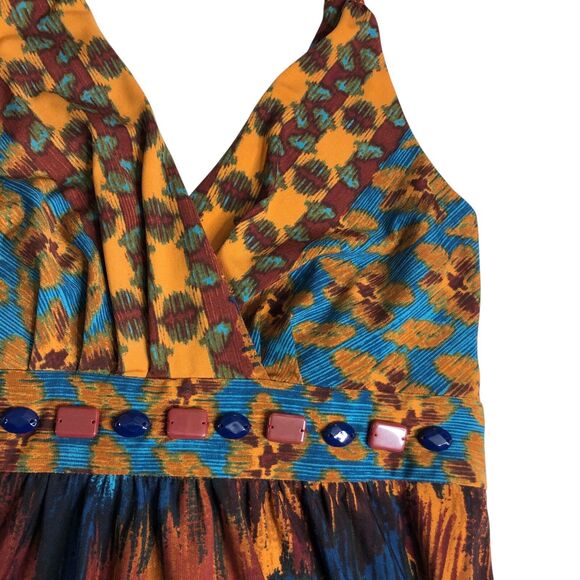 Vintage Y2K Rabbit Rabbit Rabbit Maxi Dress 8 Halter Babydoll Western Boho 90s - Picture 3 of 15